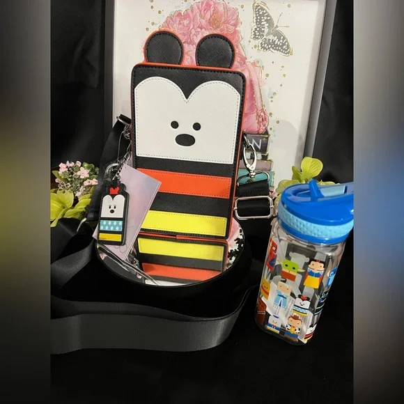 Disney Mickey Mouse Crossbody or Shoulder Handbag & Drinking Cup With Straw NWT - Picture 1 of 8